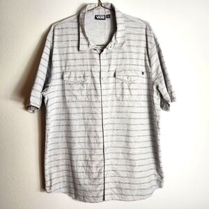 Vans Mens Gray Patterned SS Casual Buttonfront Shirt-Size XXL